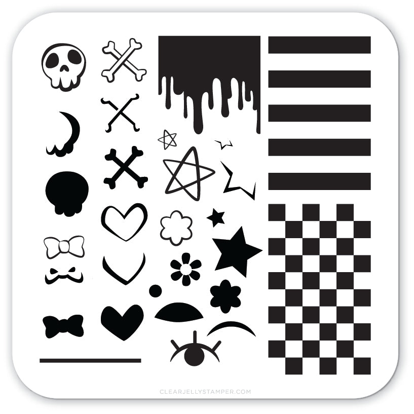 Cutie (CjS-74) Steel Nail Art Stamping Plate 6x6 Clear Jelly Stamper