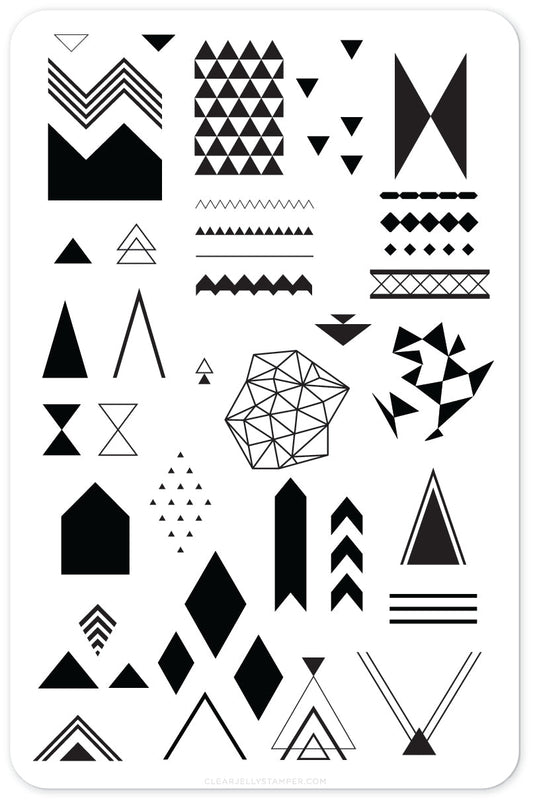 Tri-Angular (CjS-76) Steel Nail Art Stamping Plate 14 x 9 Clear Jelly Stamper