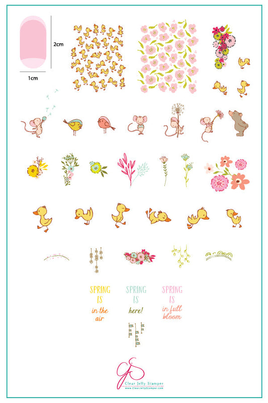 Spring is in the Air (CjS-95) Steel Nail Art Stamping Plate 14 x 9 Clear Jelly Stamper