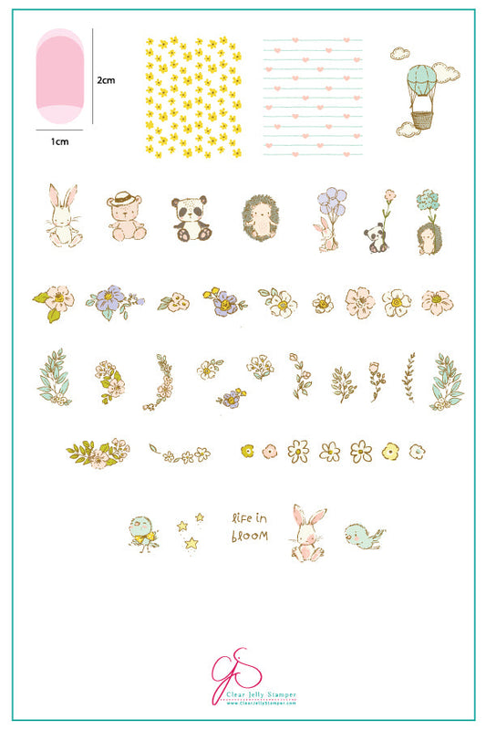 Life in Bloom (CjS-97) Steel Nail Art Stamping Plate 14 x 9 Clear Jelly Stamper