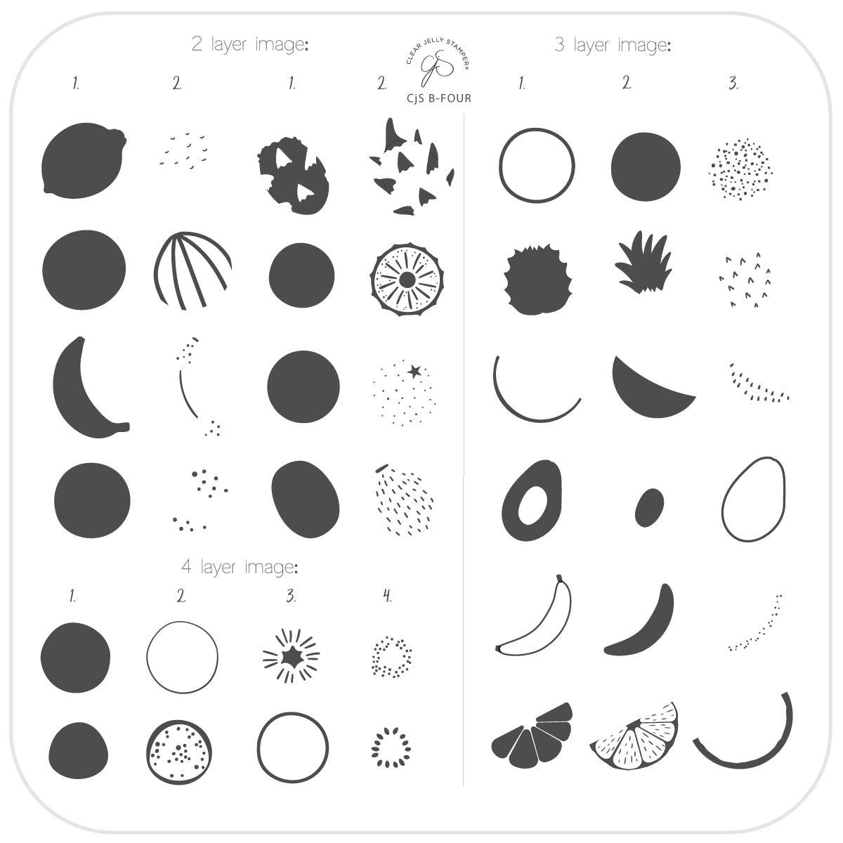 Beginner Edition (CjS-B-FOUR) Etched Nail Art Stamping Plate