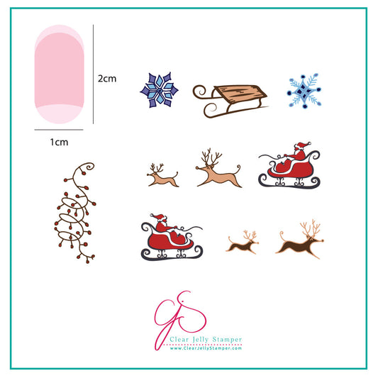 Santas Sleigh (CjSC-04) - Steel Nail Art Stamping Plate 6x6 Clear Jelly Stamper Plate