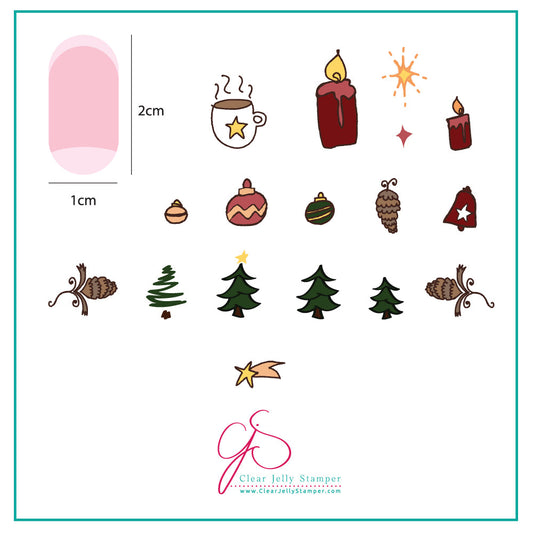 Cappuccino and Candles (CjSC-06) - Steel Nail Art Stamping Plate 6x6 Clear Jelly Stamper Plate