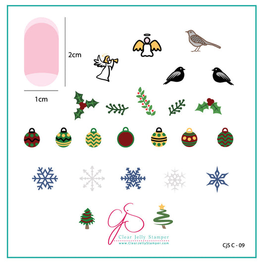 Angelic Christmas Wonderland (CjS-C09) - Steel Nail Art Stamping Plate 6x6 Clear Jelly Stamper