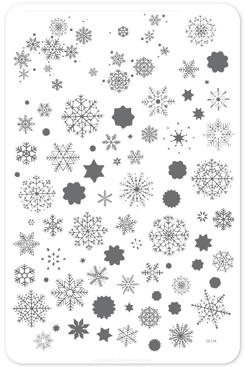 In the Frosty Air (CjS C-24) Steel Nail Art Stamping Plate 14 x 9 Clear Jelly Stamper