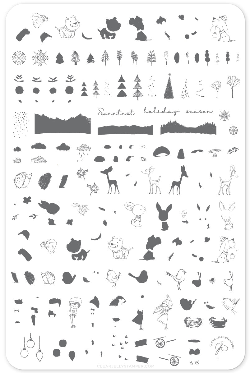 Sweetest Season (CjSC-32) Steel Nail Art Stamping Plate 14 x 9 Clear Jelly Stamper