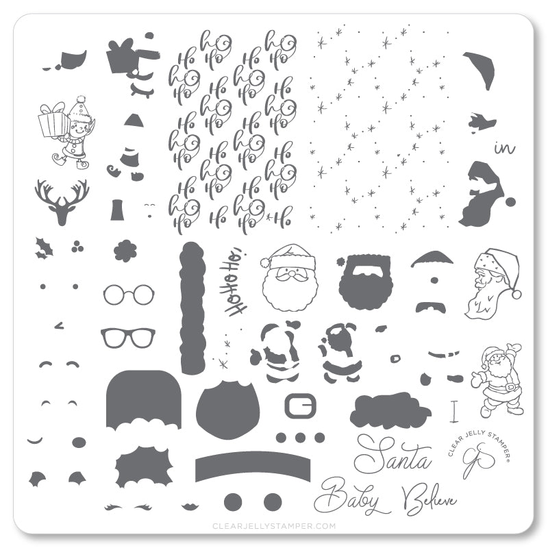 Classic Santa (CjSC-34) Steel Nail Art Stamping Plate 8 x 8 Clear Jelly Stamper