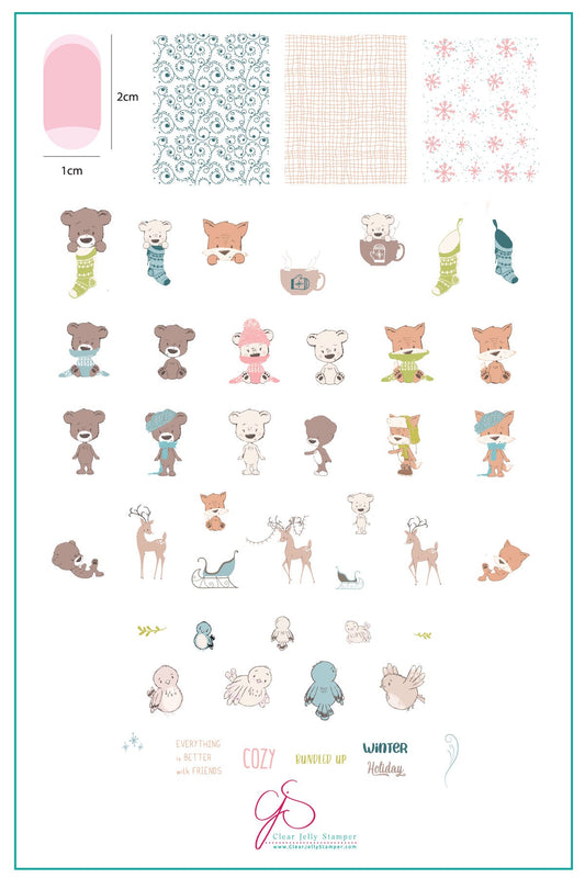 Cozy Friends (CjS C-51) Steel Stamping Plate 14 x 9 Clear Jelly Stamper