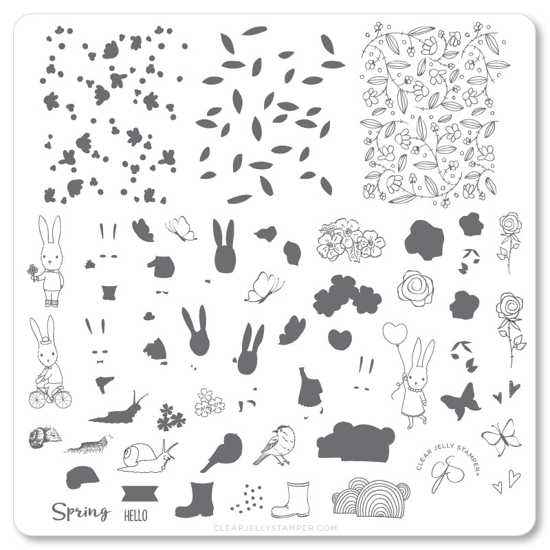 Hippity Hoppity (CjSH-51) Etched Nail Art Stamping Plate