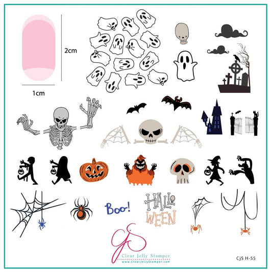 Hallo-Ween (CjSH-55) Steel Stamping Plate 8 x 8 Clear Jelly Stamper