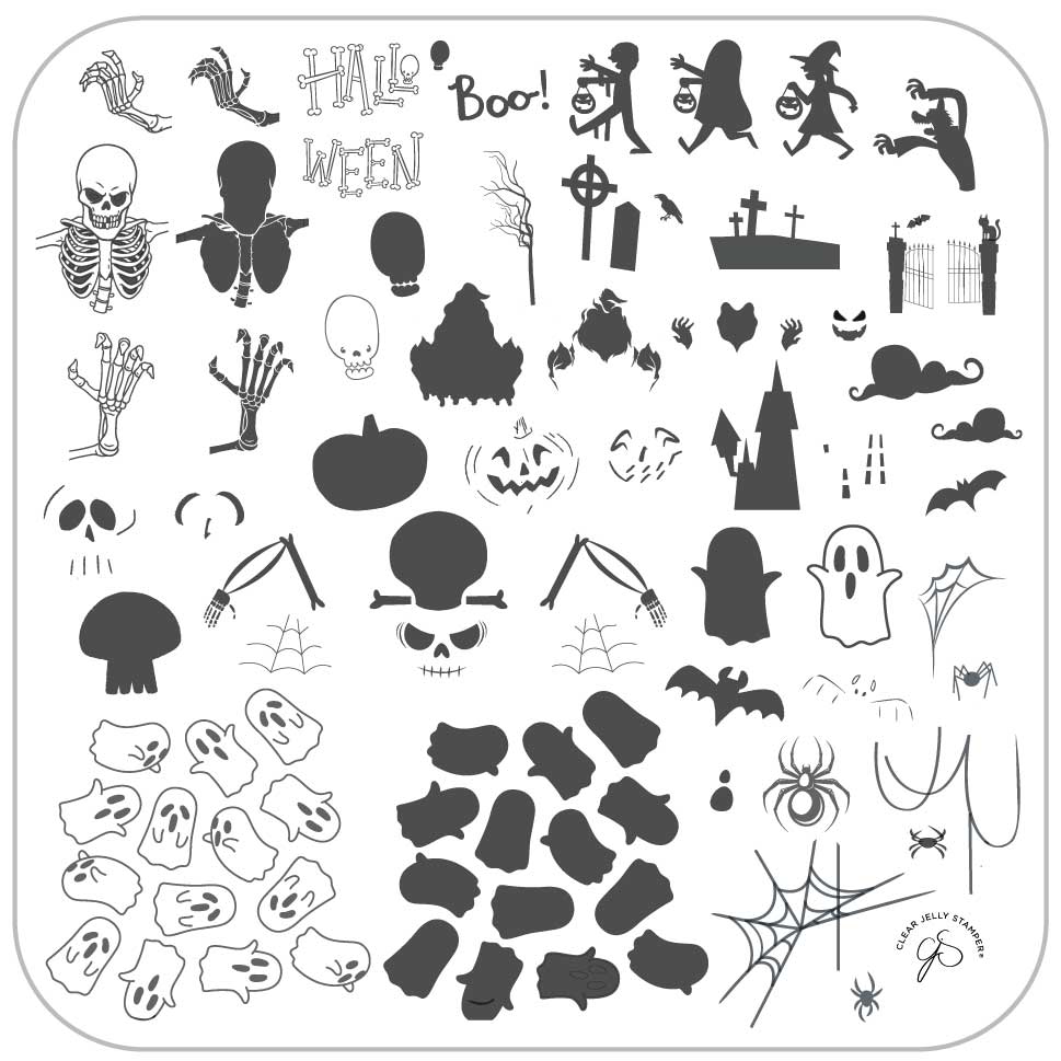 Hallo-Ween (CjSH-55) Steel Stamping Plate 8 x 8 Clear Jelly Stamper