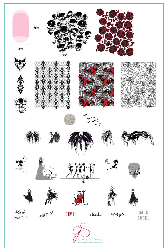 Dark Angel (CjSH-59) Steel Stamping Plate 14 x 9 Clear Jelly Stamper