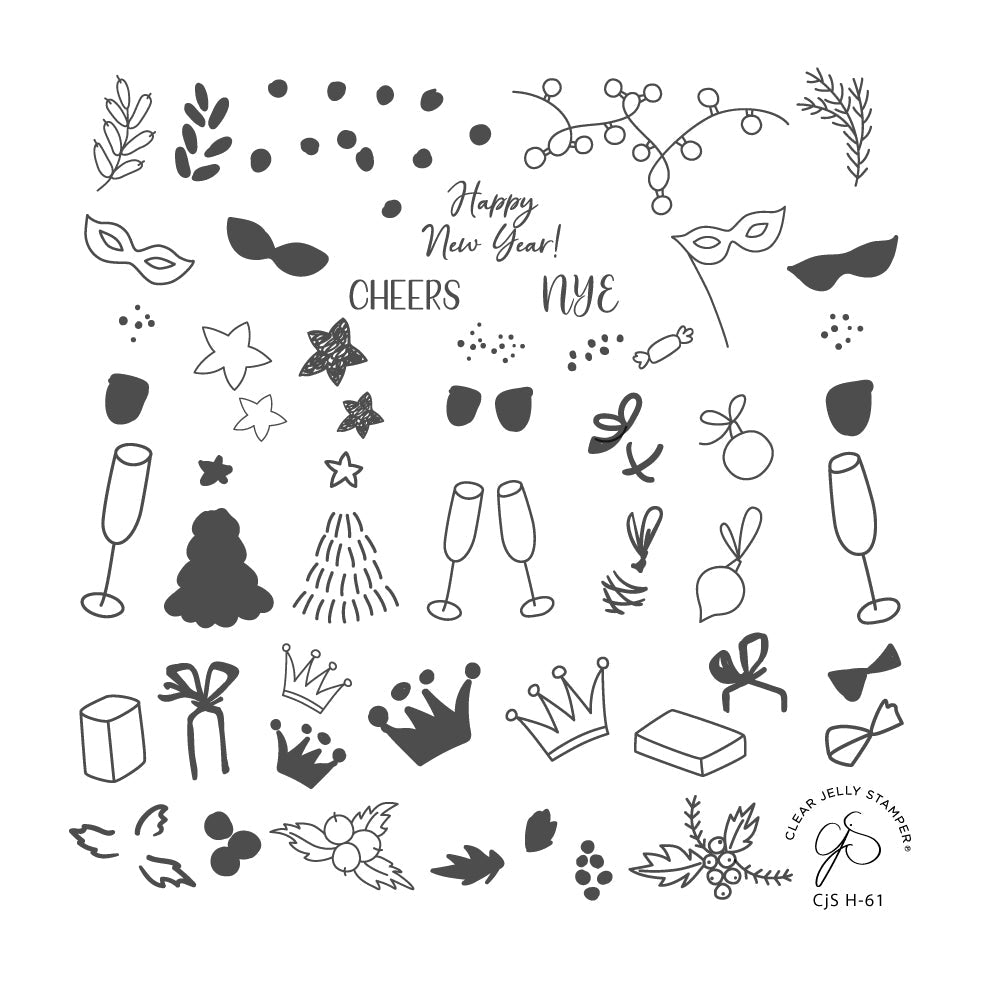 Cheers! (CjS H-61) Steel Stamping Plate 6x6 Clear Jelly Stamper