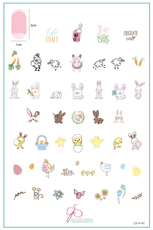 Hoppy Easter (CjSH-63) Steel Stamping Plate 14 x 9 Clear Jelly Stamper