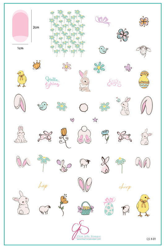 Bunny & Friends (CjSH-89) Etched Nail Art Stamping Plate