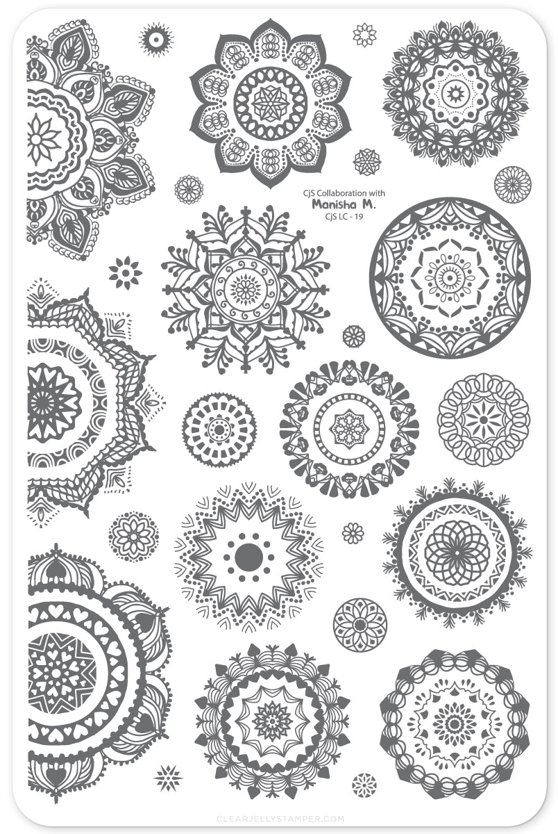 Manishas Mandalas (CjSLC-19) - Steel Stamping Plate 14 x 9 Clear Jelly Stamper