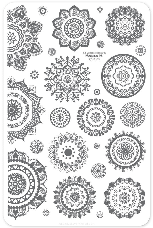 Manishas Mandalas (CjSLC-19) - Steel Stamping Plate 14 x 9 Clear Jelly Stamper