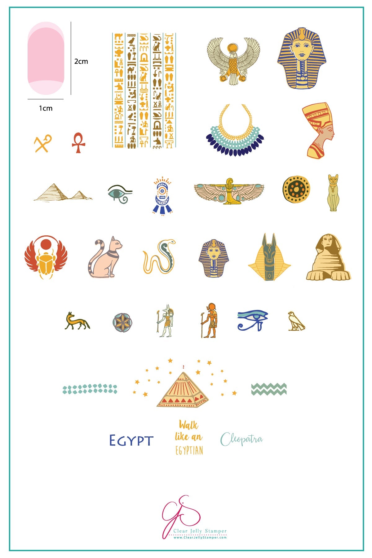 Jewels of Egypt (CjS LC-33) Steel Stamping Plate 14 x 9 Clear Jelly Stamper