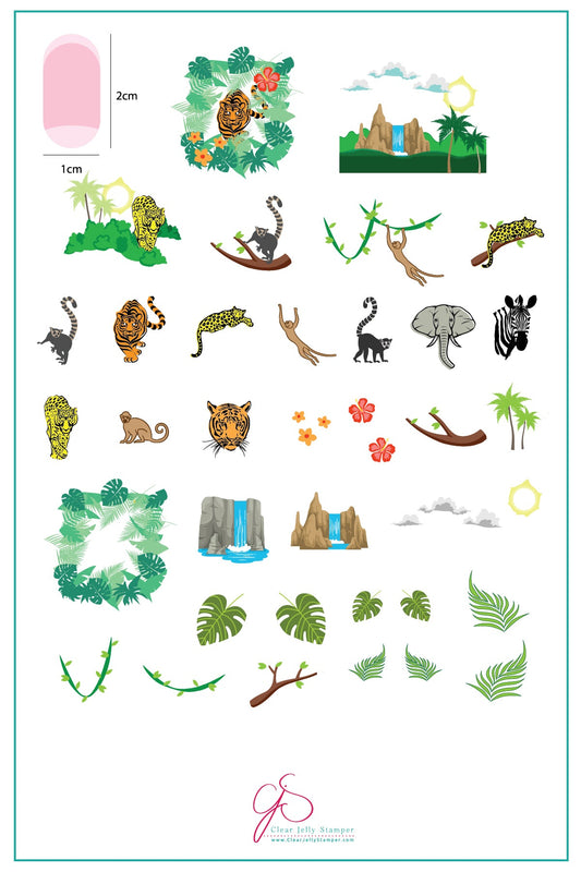 Suzie's Welcome to the Jungle (CjS LC-34) Steel Stamping Plate 14 x 9 Clear Jelly Stamper