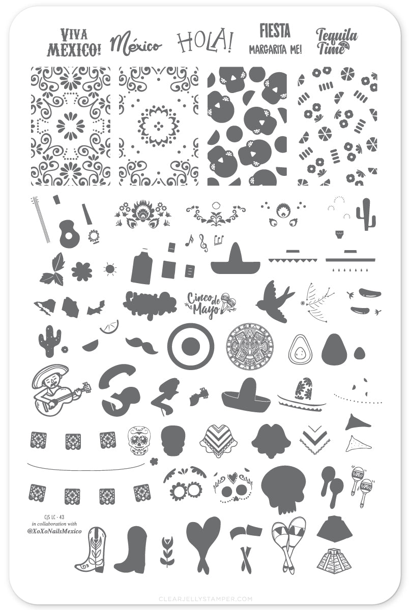 Mexico - Always In My Heart (CjS LC-43) Steel Stamping Plate 14 x 9 Clear Jelly Stamper