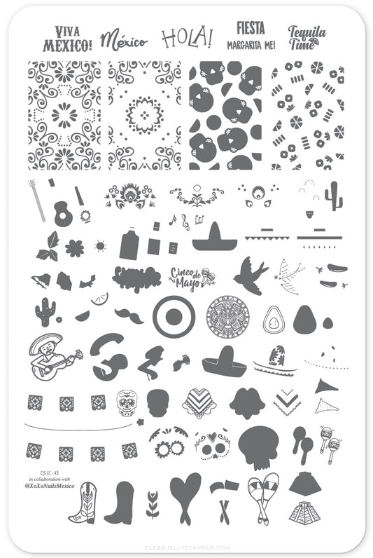 Mexico - Always In My Heart (CjS LC-43) Steel Stamping Plate 14 x 9 Clear Jelly Stamper