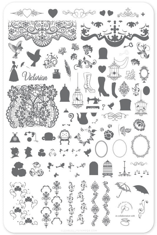 Suzie's Victorian Plate (CjS LC-45) Steel Stamping Plate 14 x 9 Clear Jelly Stamper