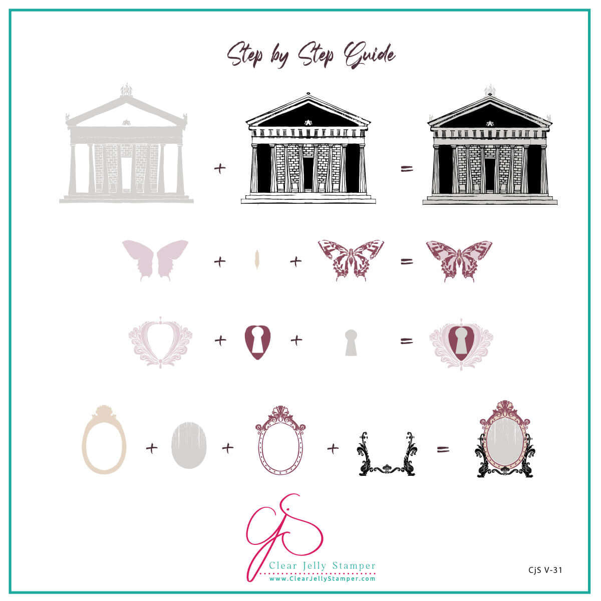 layered-nail-art-stamping-plate-how-to-card-with-colourful-designs-of-vintage-mirror-butterfly-and-temple