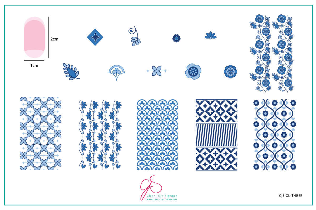 layered-nail-art-stamping-plate-inspo-card-with-colour-designs-of-floral-patterns-mosaic-and-shapes