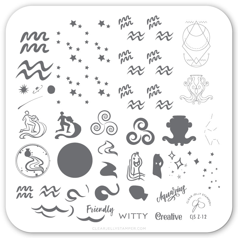 Aquarius (CjSZ-12) Steel Stamping Plate 6x6 Clear Jelly Stamper