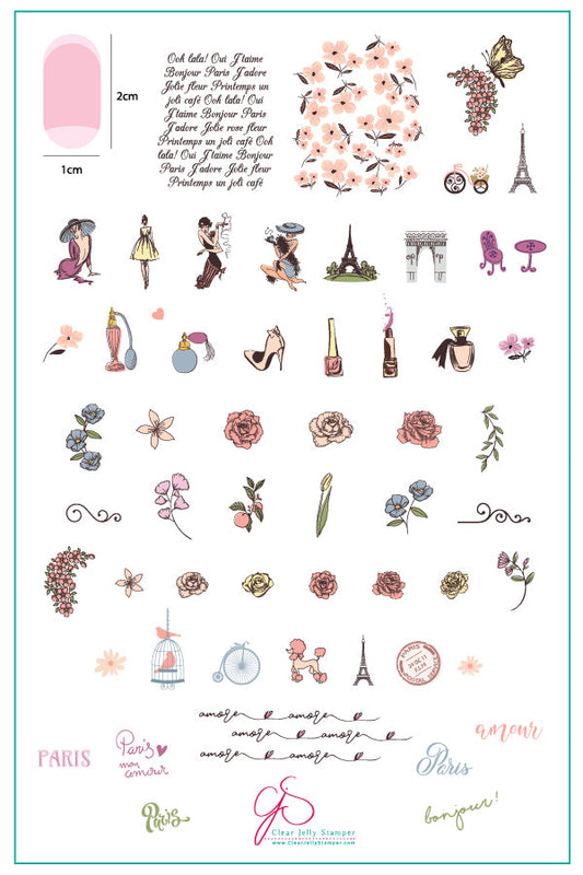 Springtime in Paris (CjS-151) Steel Stamping Plate 14 x 9 Clear Jelly Stamper