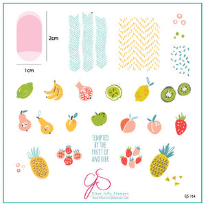 Mod Life Series - Just Picked (CjS-154) Steel Nail Art Stamping Plate 8 x 8 Clear Jelly Stamper 