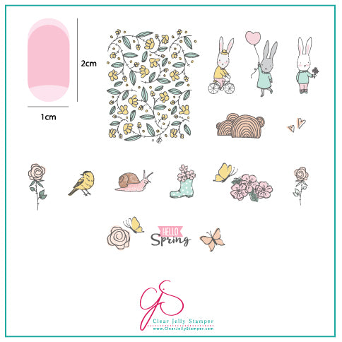 Hippity Hoppity (CjSH-51) Etched Nail Art Stamping Plate