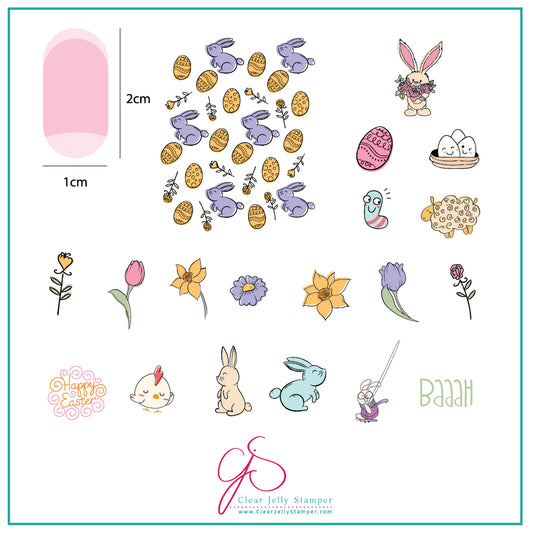 Cartoony Easter (CjSH-52) Etched Nail Art Stamping Plate