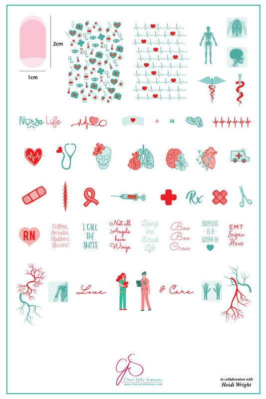 Coffee, Scrubs, Rubber Gloves! (CjSLC-53) Steel Stamping Plate 14 x 9 Clear Jelly Stamper