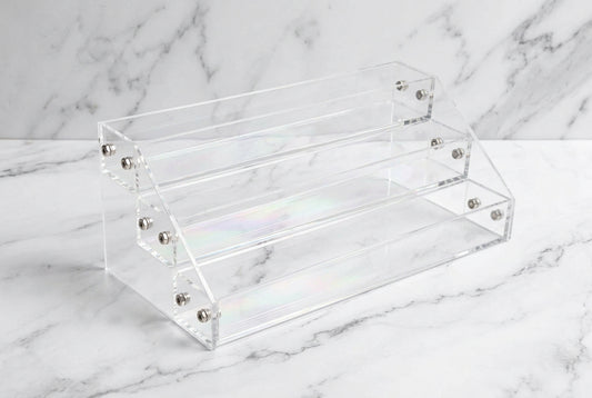 CjS Polish Rack - Table Top, Clear Acrylic (Polish not included) Storage Clear Jelly Stamper 3 tier - CjS - Small clear acrylic polish rack