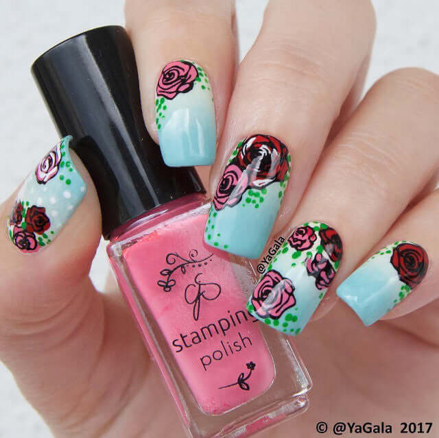 stunning-manicure-with-nail-art-designs-of-roses
