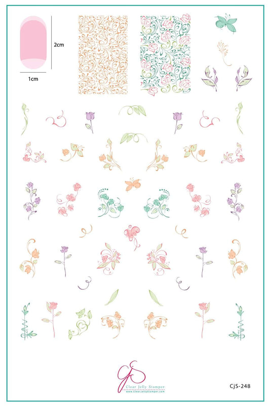 layered-nail-art-stamping-plate-inspo-card-showing-colorful-designs-of-vines-flowers-and-swirls