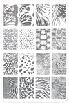 Texture Essentials - Wild Kingdom (CjS-77) Steel Nail Art Stamping Plate 14 x 9 Clear Jelly Stamper 