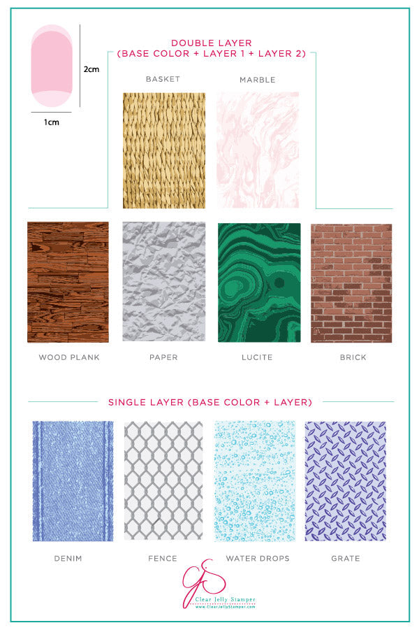 Texture Essentials - Urban (CjS-78) Steel Nail Art Stamping Plate 14 x 9 Clear Jelly Stamper Plate