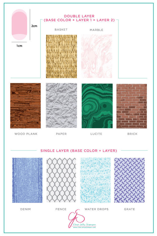 Texture Essentials - Urban (CjS-78) Steel Nail Art Stamping Plate 14 x 9 Clear Jelly Stamper Plate