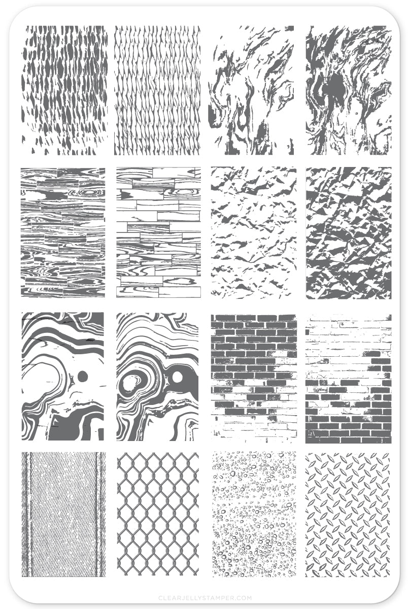 Texture Essentials - Urban (CjS-78) Steel Nail Art Stamping Plate 14 x 9 Clear Jelly Stamper