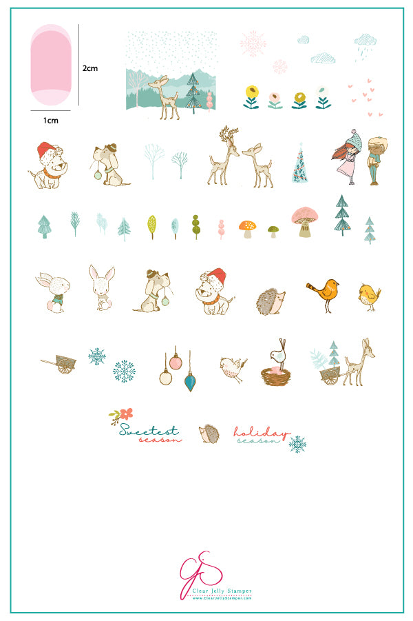 Sweetest Season (CjSC-32) Steel Nail Art Stamping Plate 14 x 9 Clear Jelly Stamper