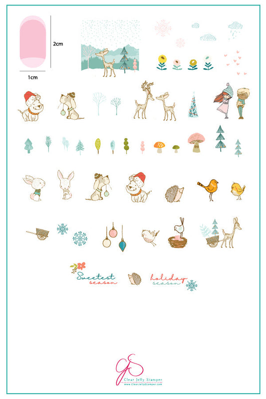 Sweetest Season (CjSC-32) Steel Nail Art Stamping Plate 14 x 9 Clear Jelly Stamper