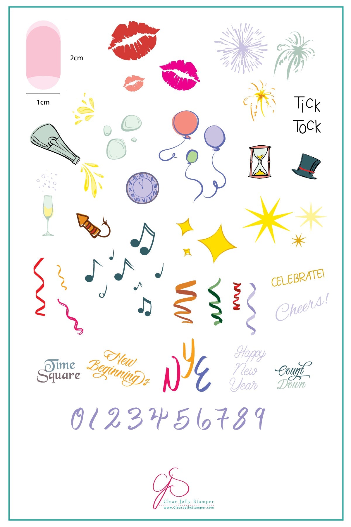 Happy New Year CjSH-03 - Steel Stamping Plate 14 x 9 Clear Jelly Stamper Plate