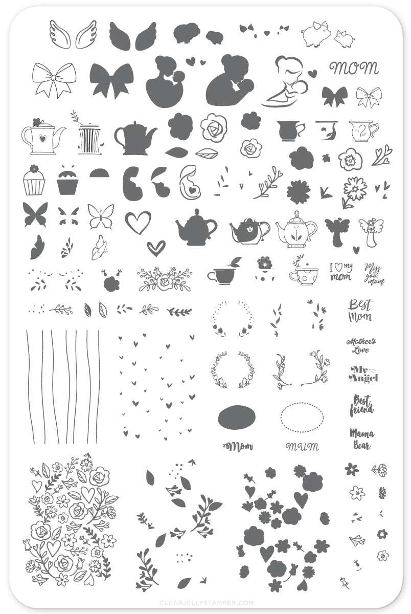 I LoVe my MoM! (CjSH-19) Steel Stamping Plate 14 x 9 Clear Jelly Stamper