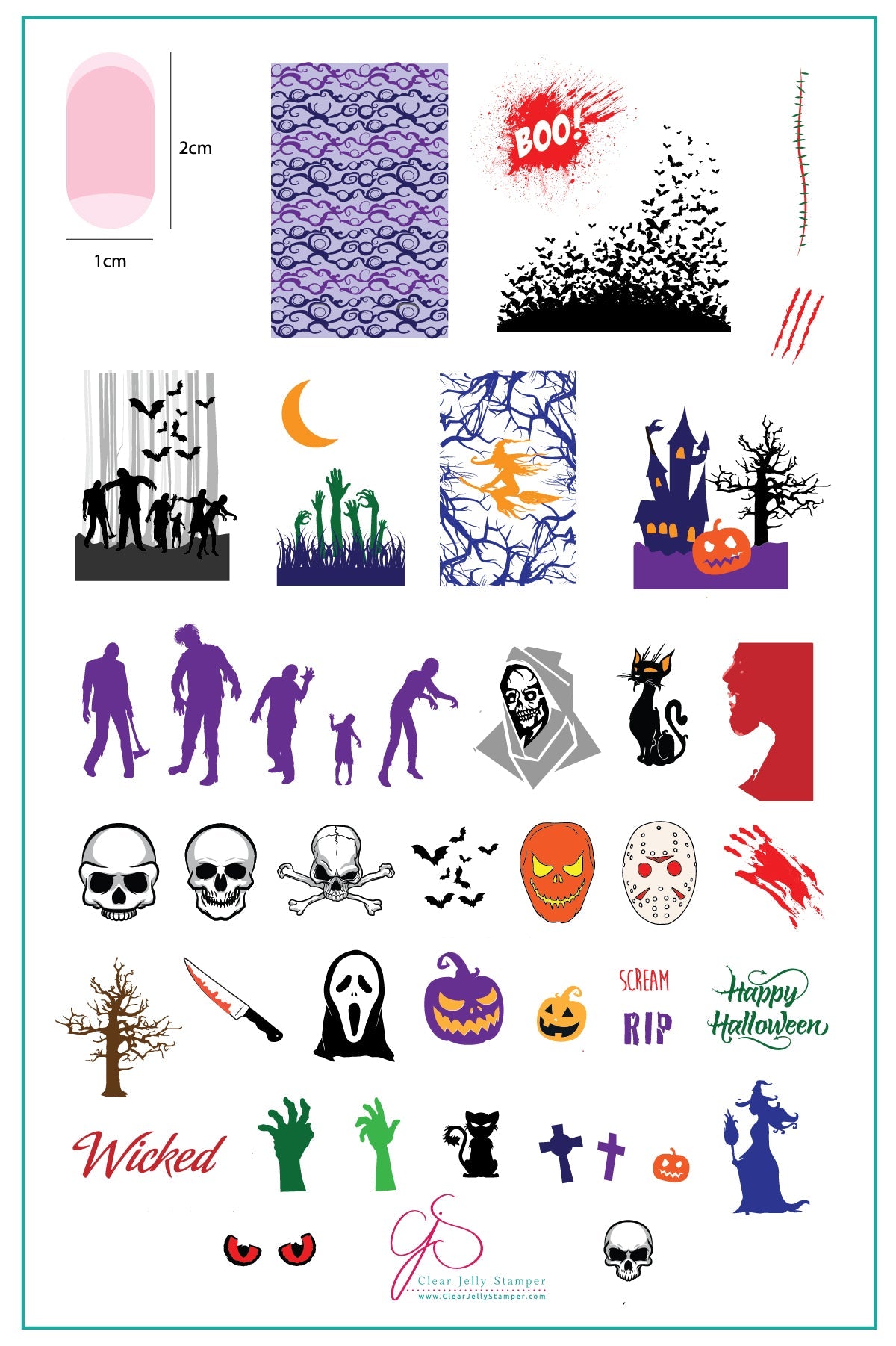 Wicked Halloween (CjS H-24) Steel Stamping Plate 14 x 9 Clear Jelly Stamper