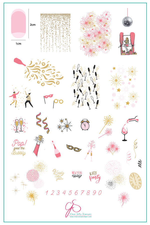 Pop the Bubbly (CjSH-48) Steel Stamping Plate 14 x 9 Clear Jelly Stamper