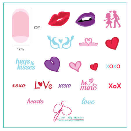layered_nail_art_stamping_plate_inspo_card_with_colourful_designs_of_hearts_lips_and_words_for_nail_art