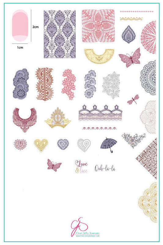 layered-nail-art-stamping-plate-inspo-card-showing-colorful-designs-of-delicate-lace-dragonflies-umbrellas-and-words-for-nail-art
