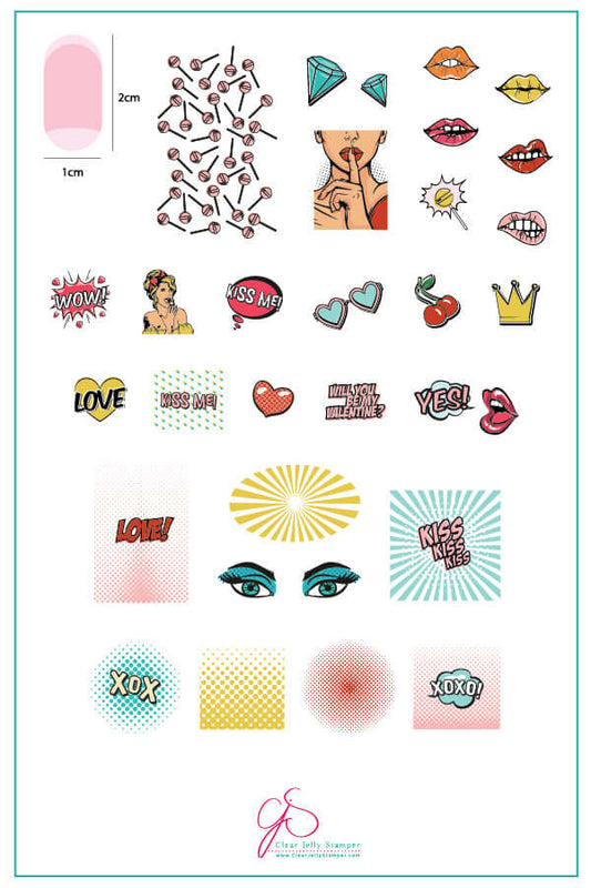 POP Heart (CjSV-22) Steel Stamping Plate 14 x 9 Clear Jelly Stamper